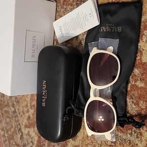 NWTB BALMAIN Ivory & Gold Accented Square Sunglasses with Brown Gradient Lenses
